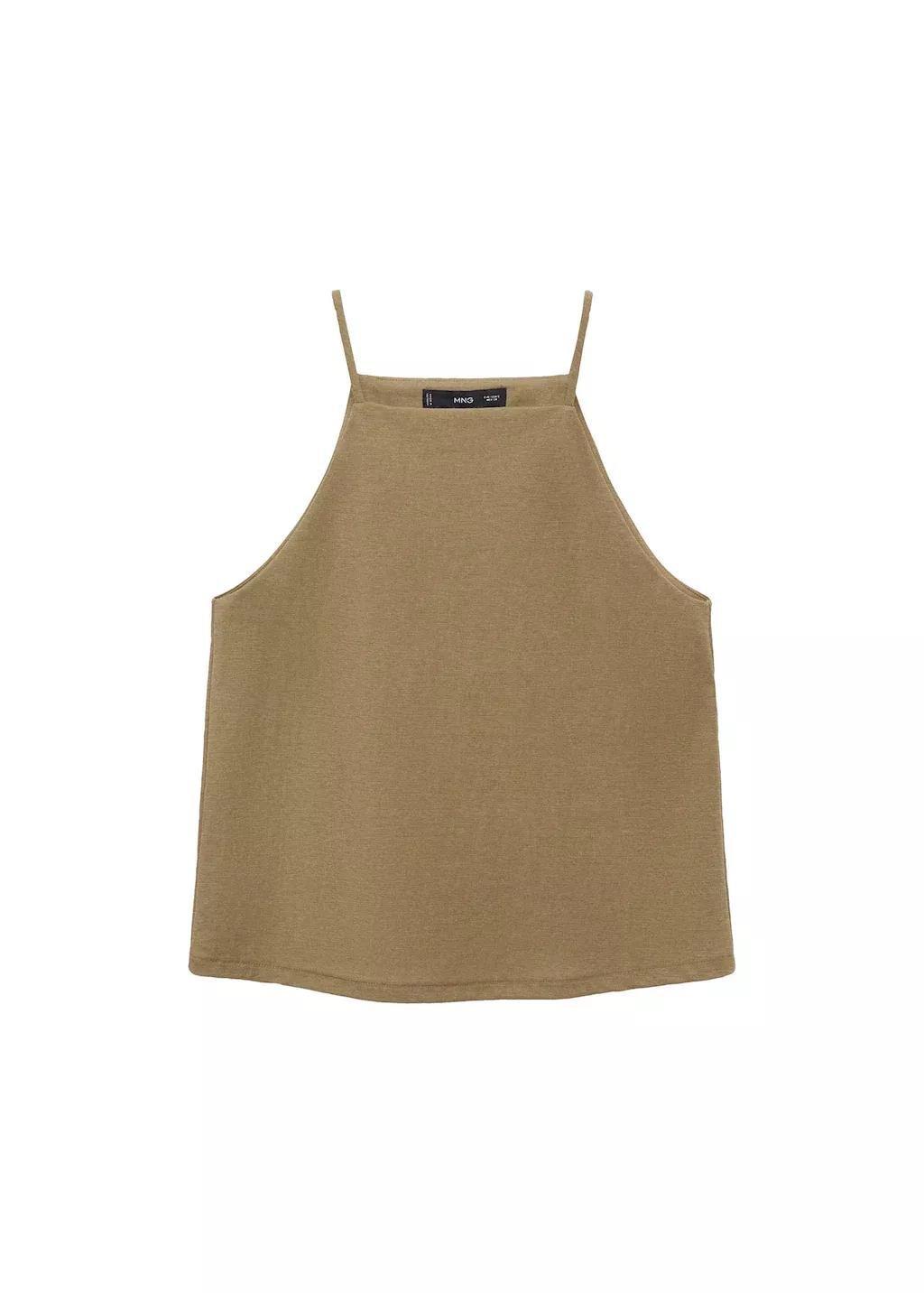 Khaki Halter Neck Cotton Top, , large image number 3