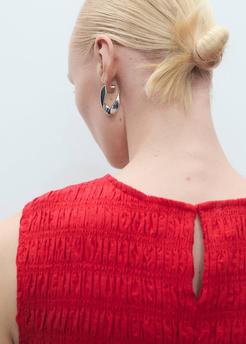 RED Flared dress with gathered body, , large image number 1