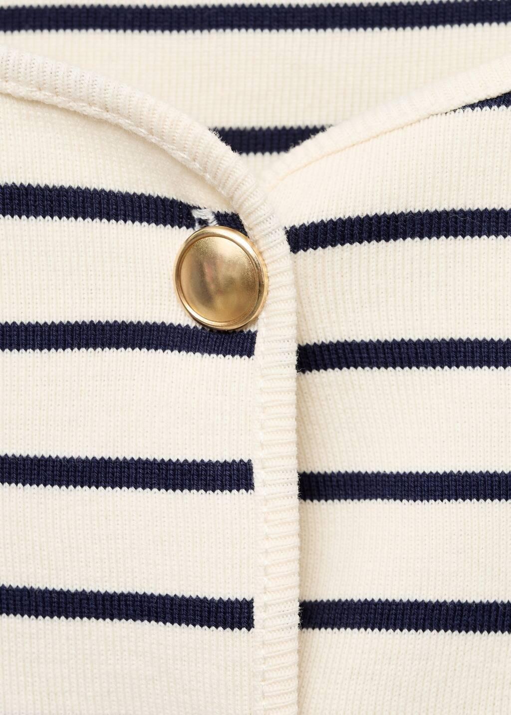 Navy Short Sleeve Striped Cardigan, , large image number 4