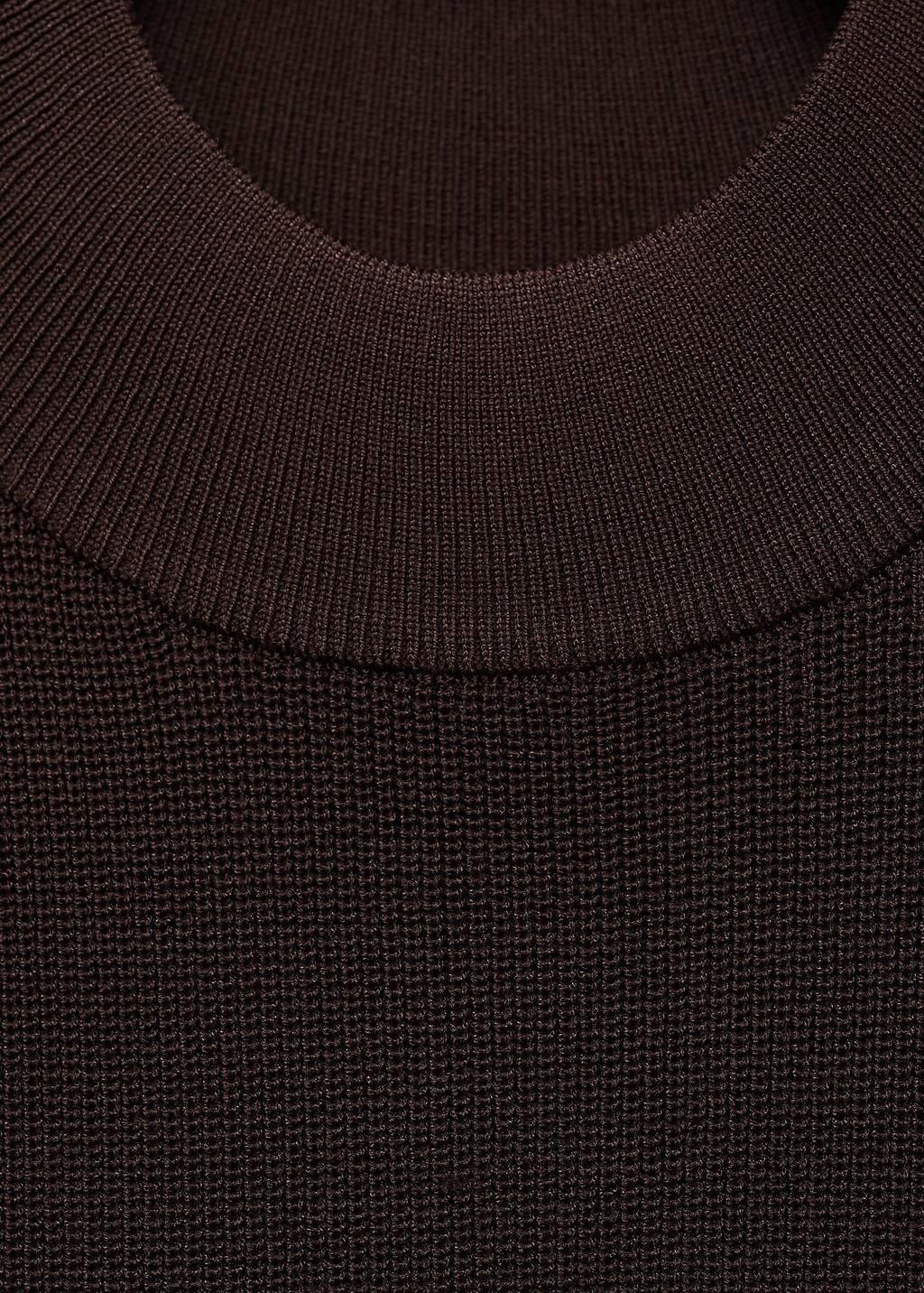 DARK BROWN Perkins-neck knitted dress, , large image number 1
