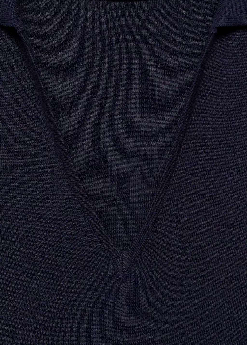 Navy Knitted Midi-Dress With Lapels, , large image number 7