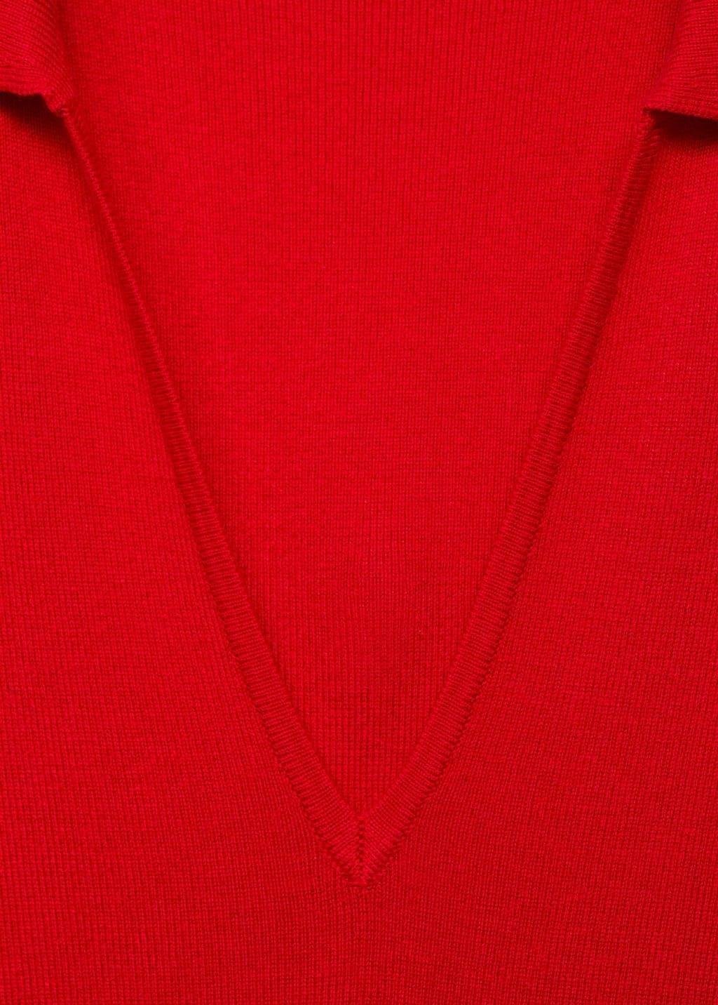 Red Knitted Midi-Dress With Lapels, , large image number 6
