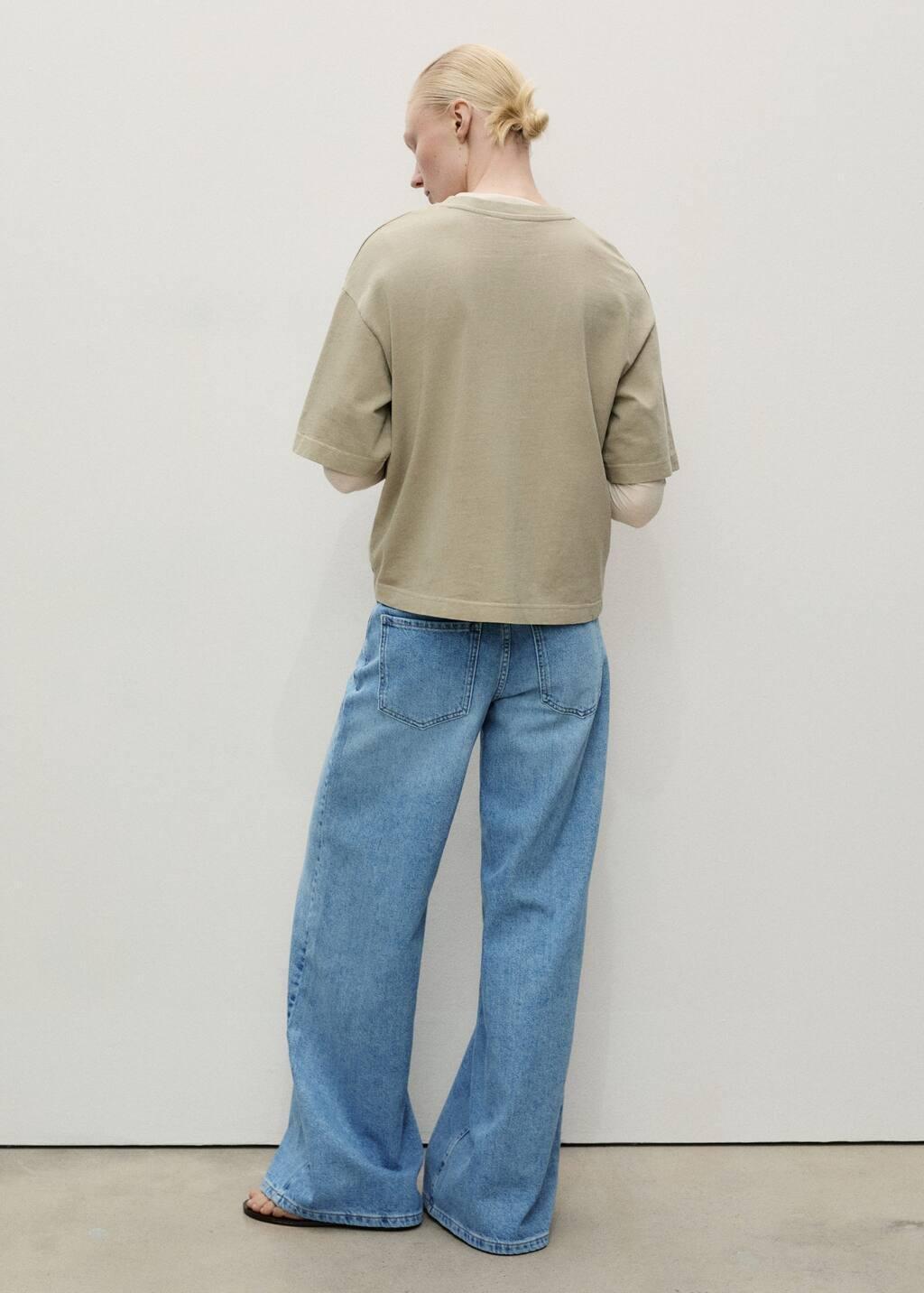 Blue Low-Rise Wideleg Jeans With Belt, , large image number 4
