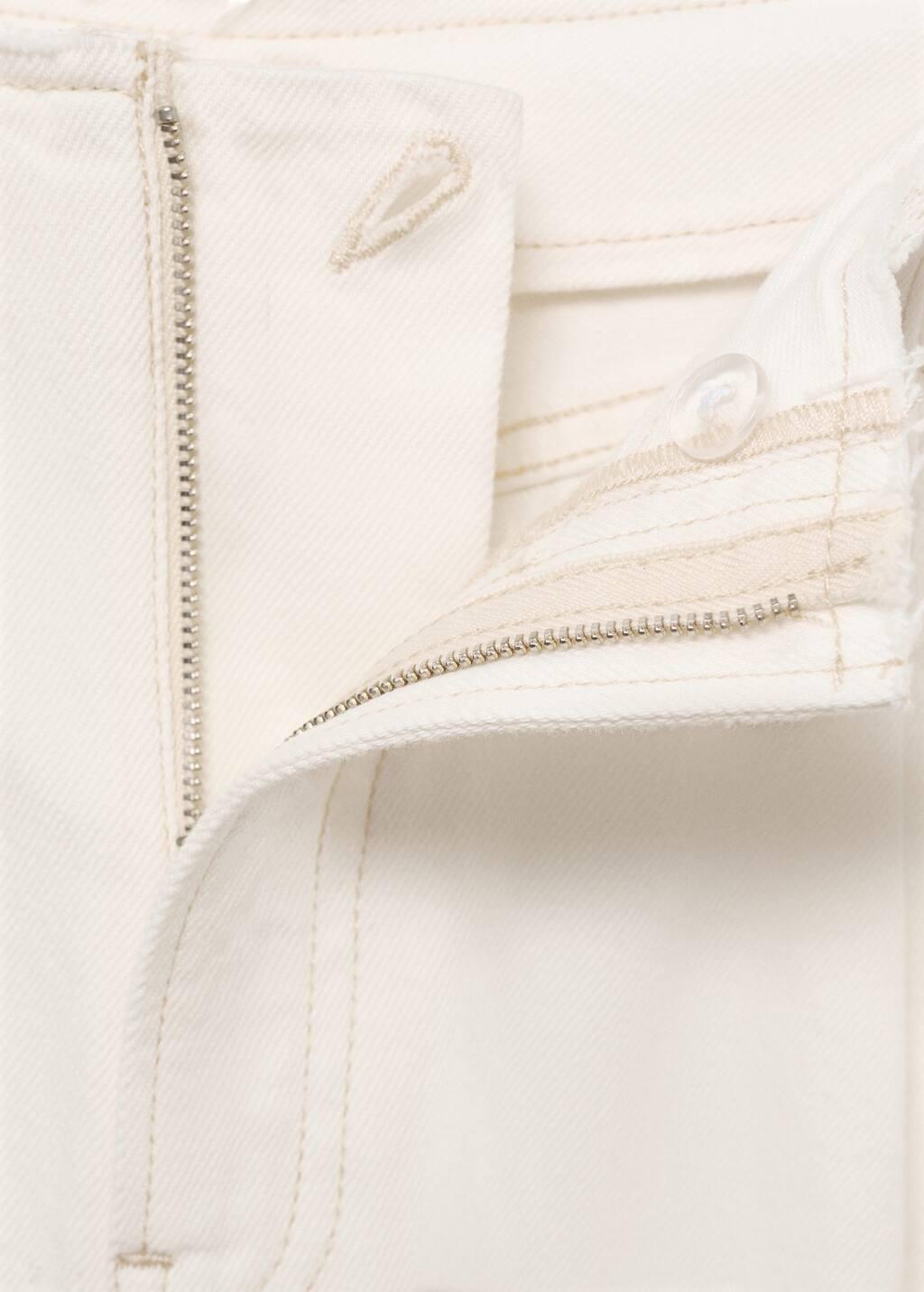 White Wideleg Denim Trousers With Frayed Waist, , large image number 2