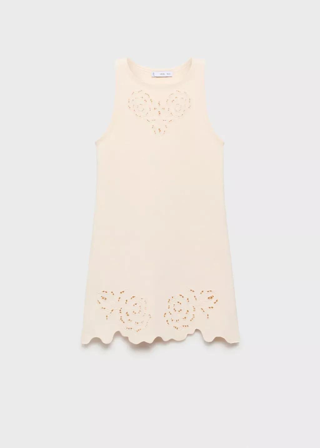 LIGHT BEIGE Knitted dress openwork details, , large image number 3
