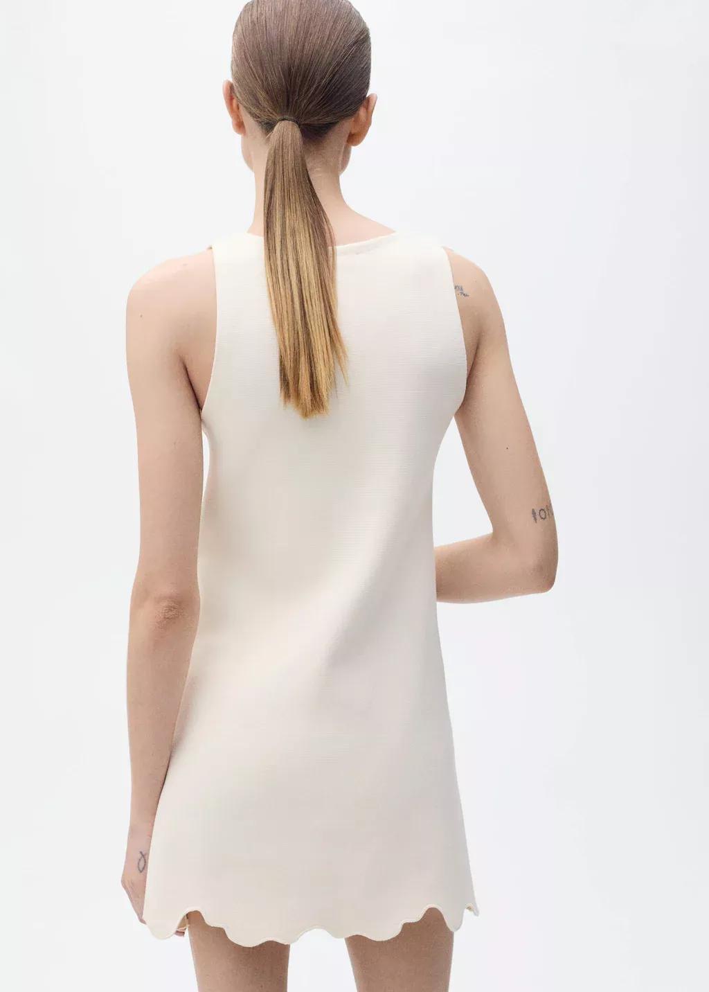 LIGHT BEIGE Knitted dress openwork details, , large image number 5