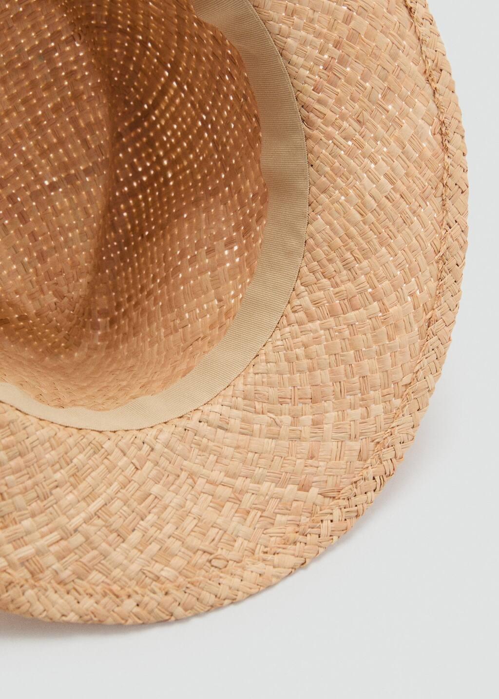 Beige Raffia Hat With Denim Bow, Light Beige, large image number 3