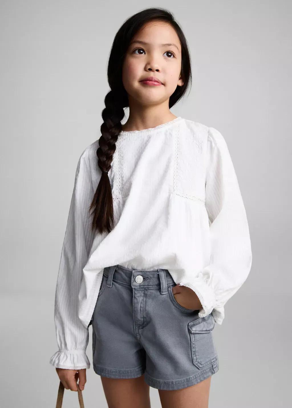 Blue Cargo Shorts, Kids Girl, , large image number 0