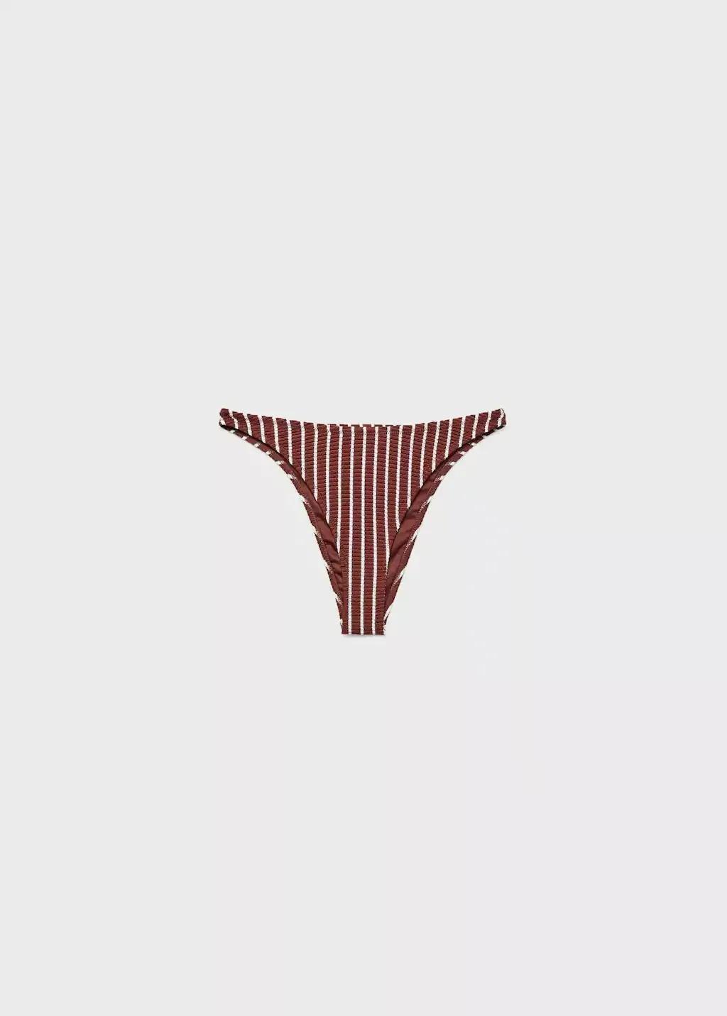 DARK BROWN Striped ribbed bikini bottoms, , large image number 0