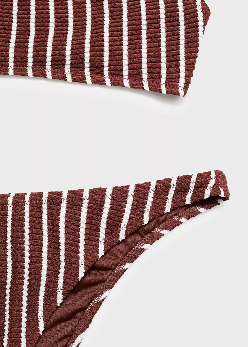 DARK BROWN Striped ribbed bikini bottoms, , large image number 4
