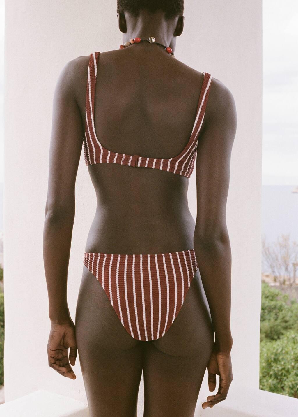 DARK BROWN Striped ribbed bikini bottoms, , large image number 5