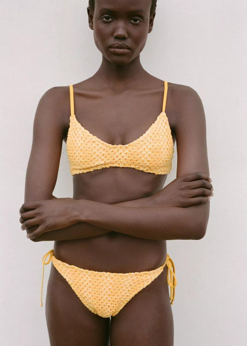 YELLOW Crochet bikini bottom, , large image number 1