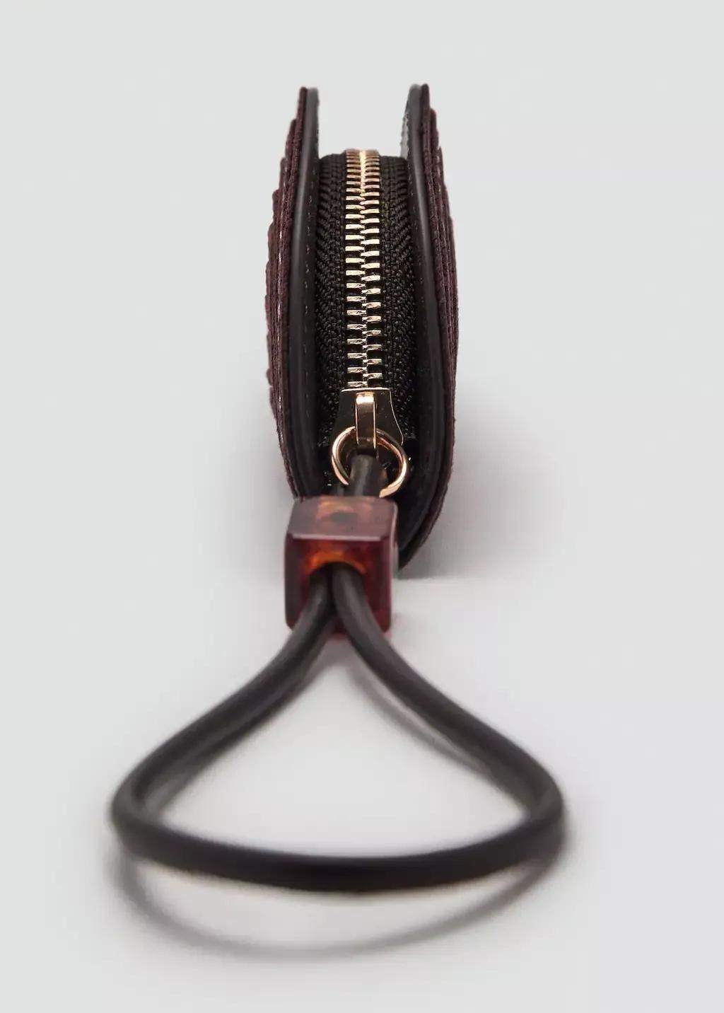 Brown Natural Fibre Mini-Toiletry Bag With Bead Detail, Dark Brown, large image number 1