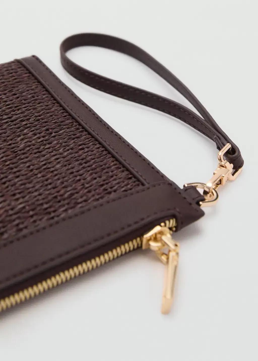 Brown Natural Fibre Clutch, Dark Brown, large image number 2