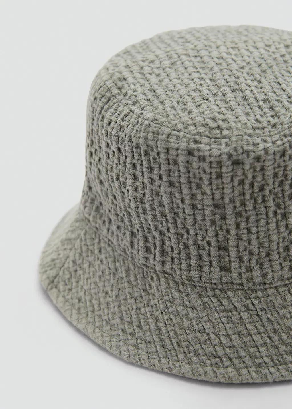Green Textured Cotton Bucket Hat, Green, large image number 0