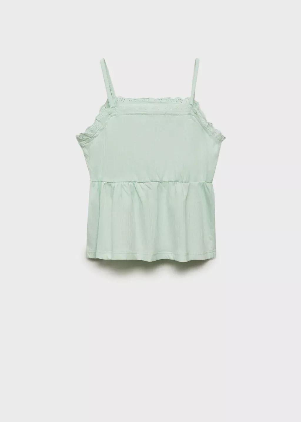 Green Top With Swiss Embroidery Detail, Kids Girl, , large image number 1