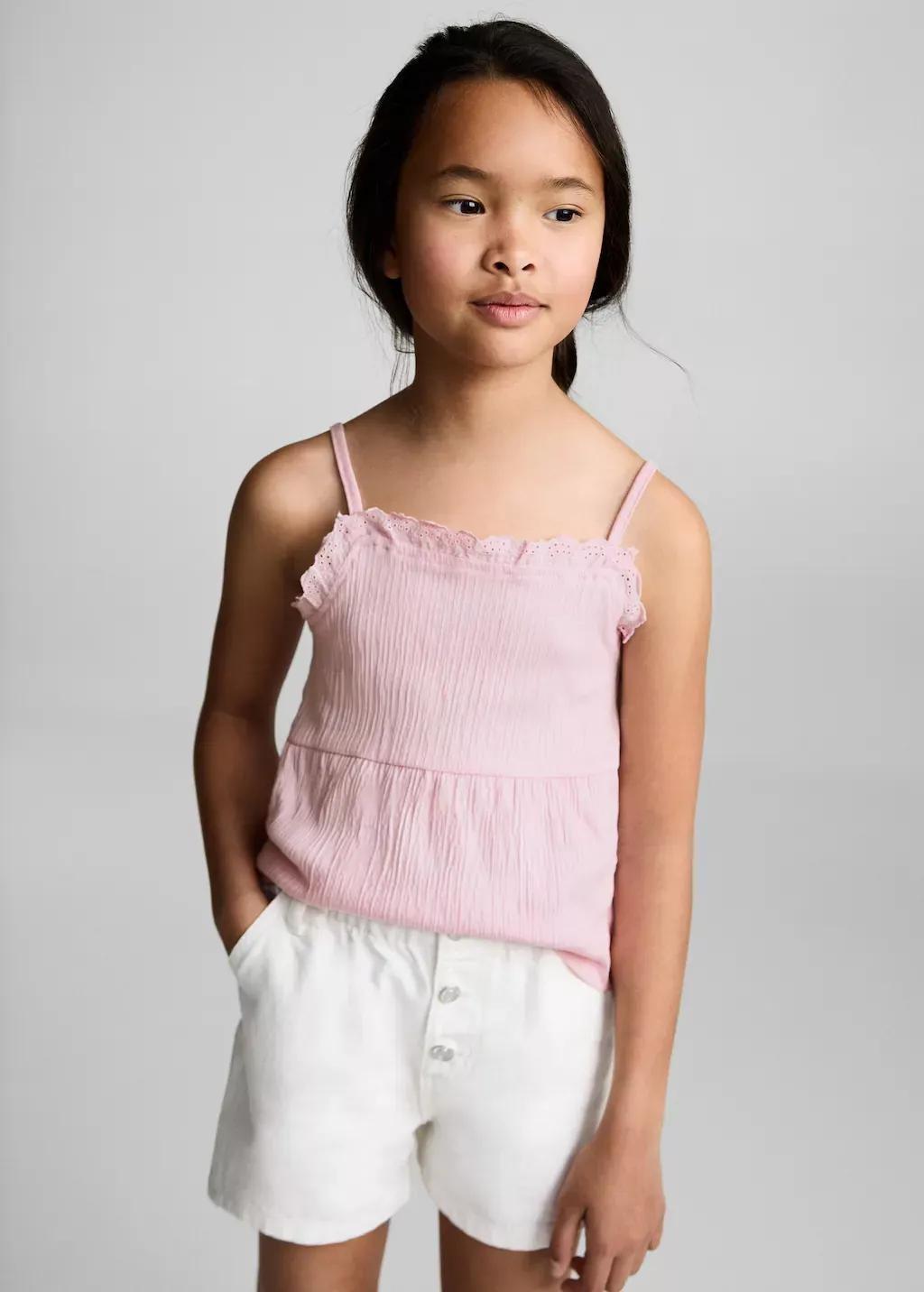 Pink Top With Swiss Embroidery Detail, Kids Girl, , large image number 0