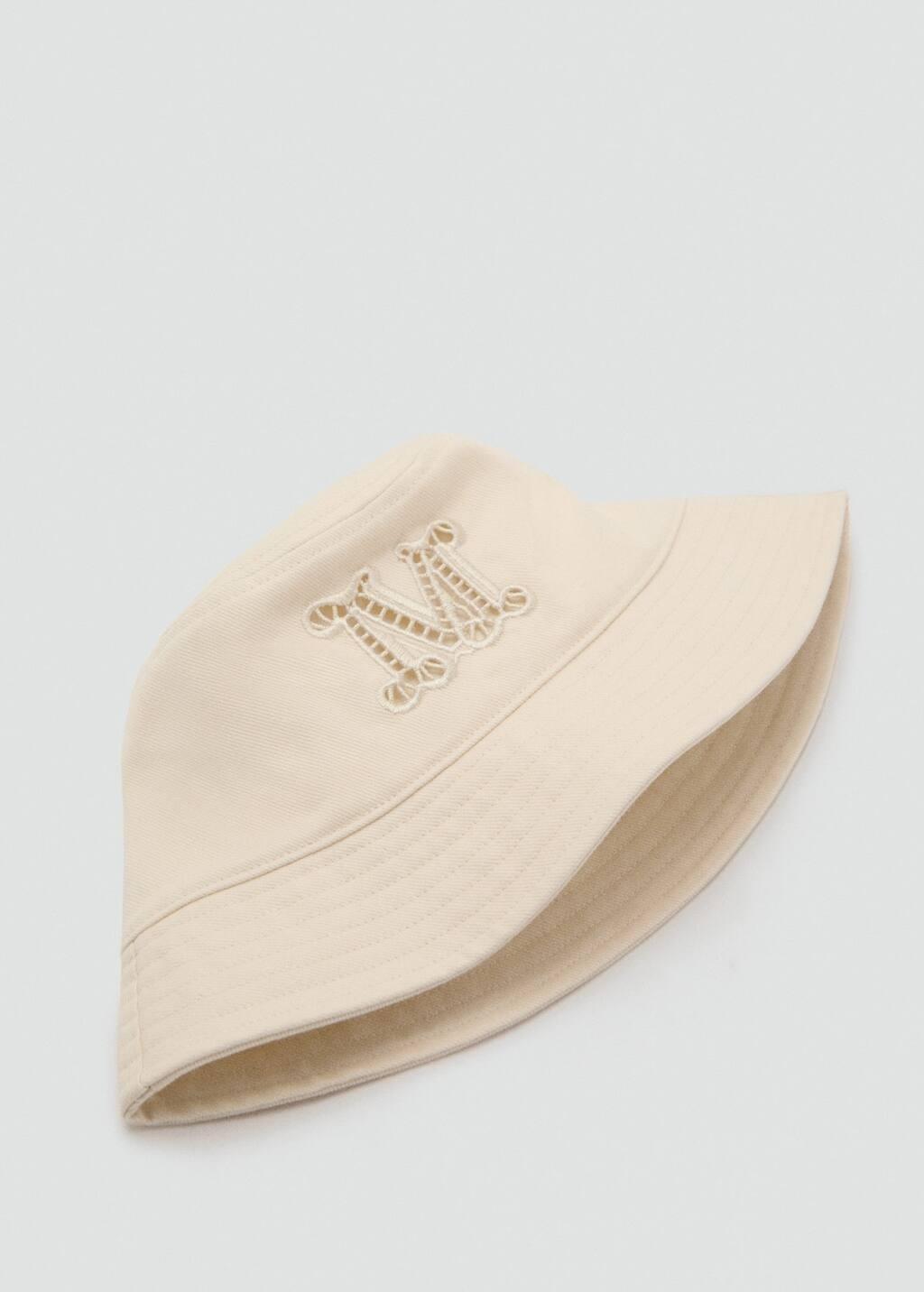 Cream Bucket Hat With Embroidered Lettering, Light Beige, large image number 1