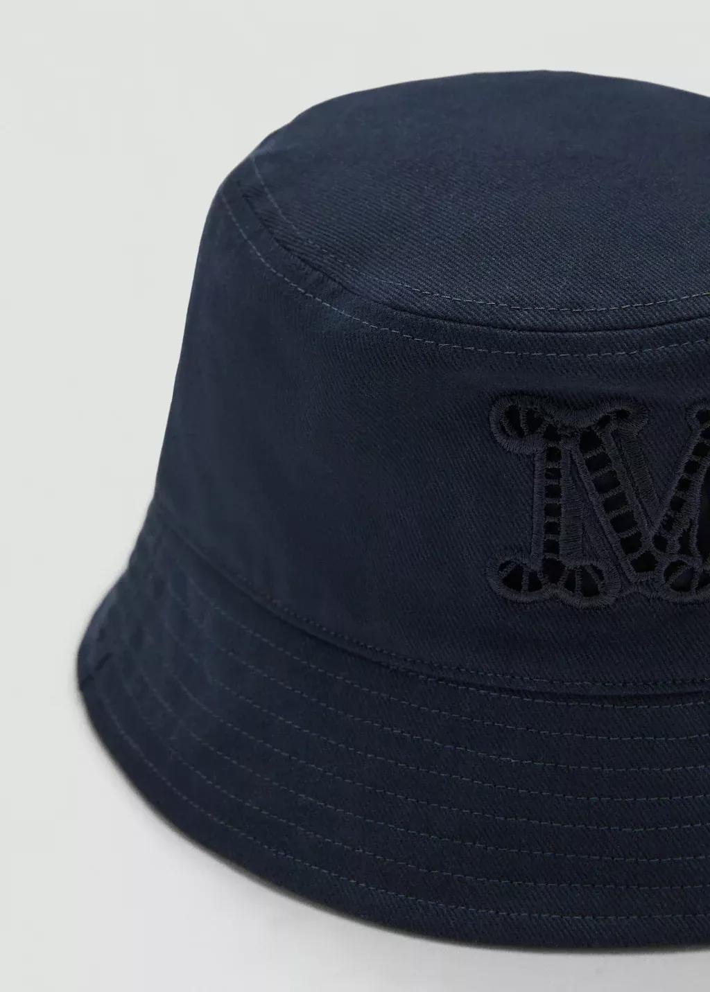 Navy Bucket Hat With Embroidered Lettering, , medium