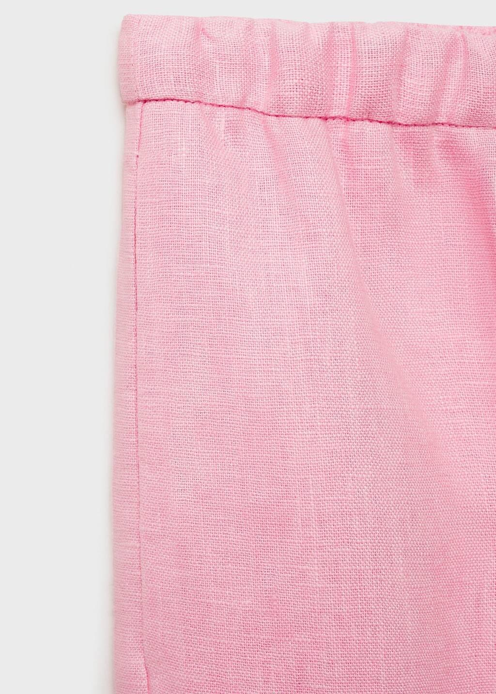 Pink Lt Pastel Straight-Fit Linen Trousers With Bow, , large image number 4