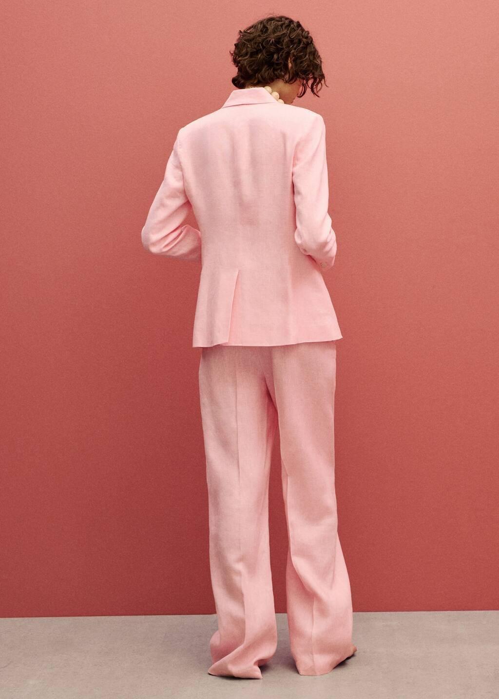 Pink Lt Pastel Straight-Fit Linen Trousers With Bow, , large image number 5