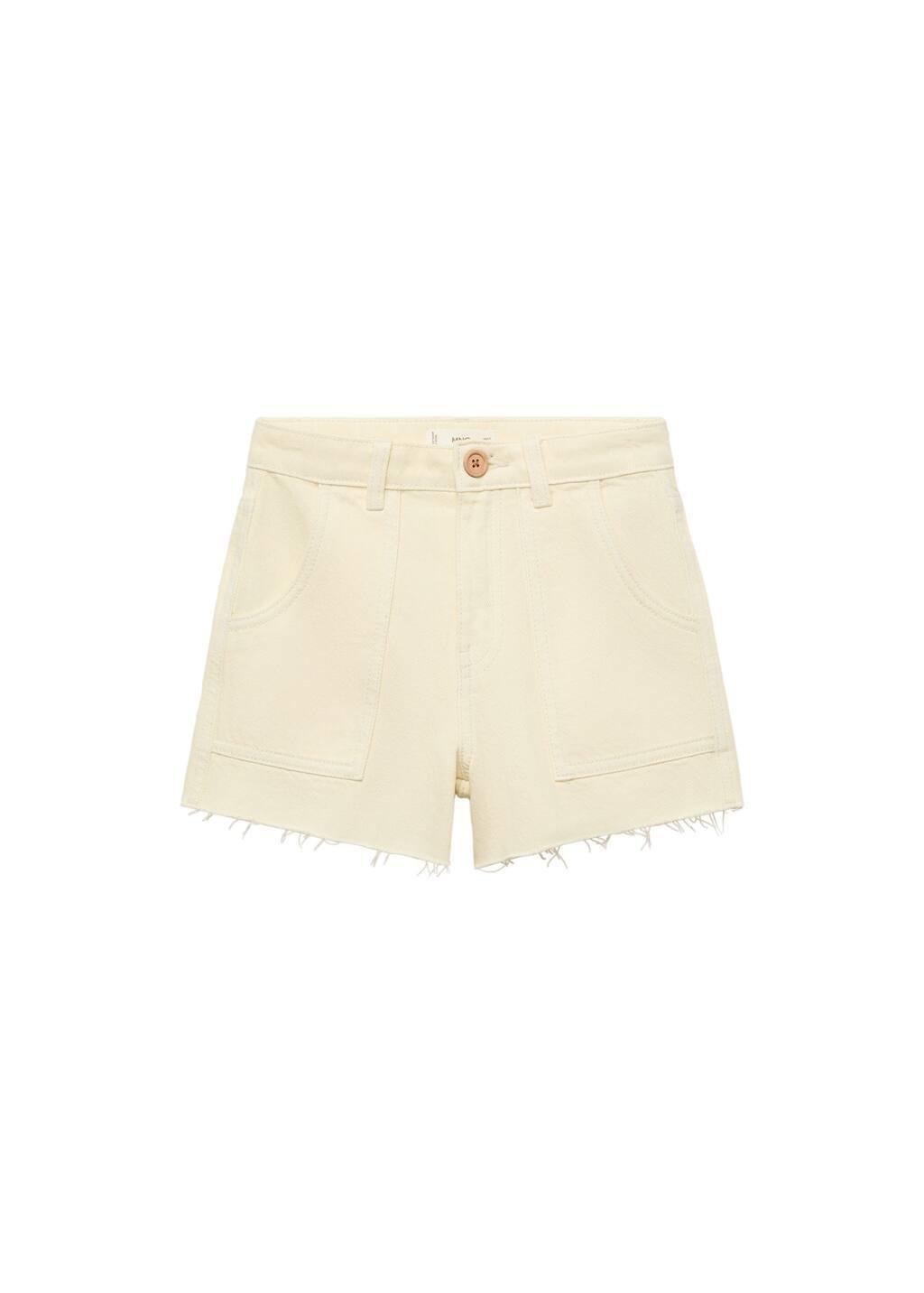 Yellow Straight Shorts With Frayed Hem, Kids Girl, , large image number 2