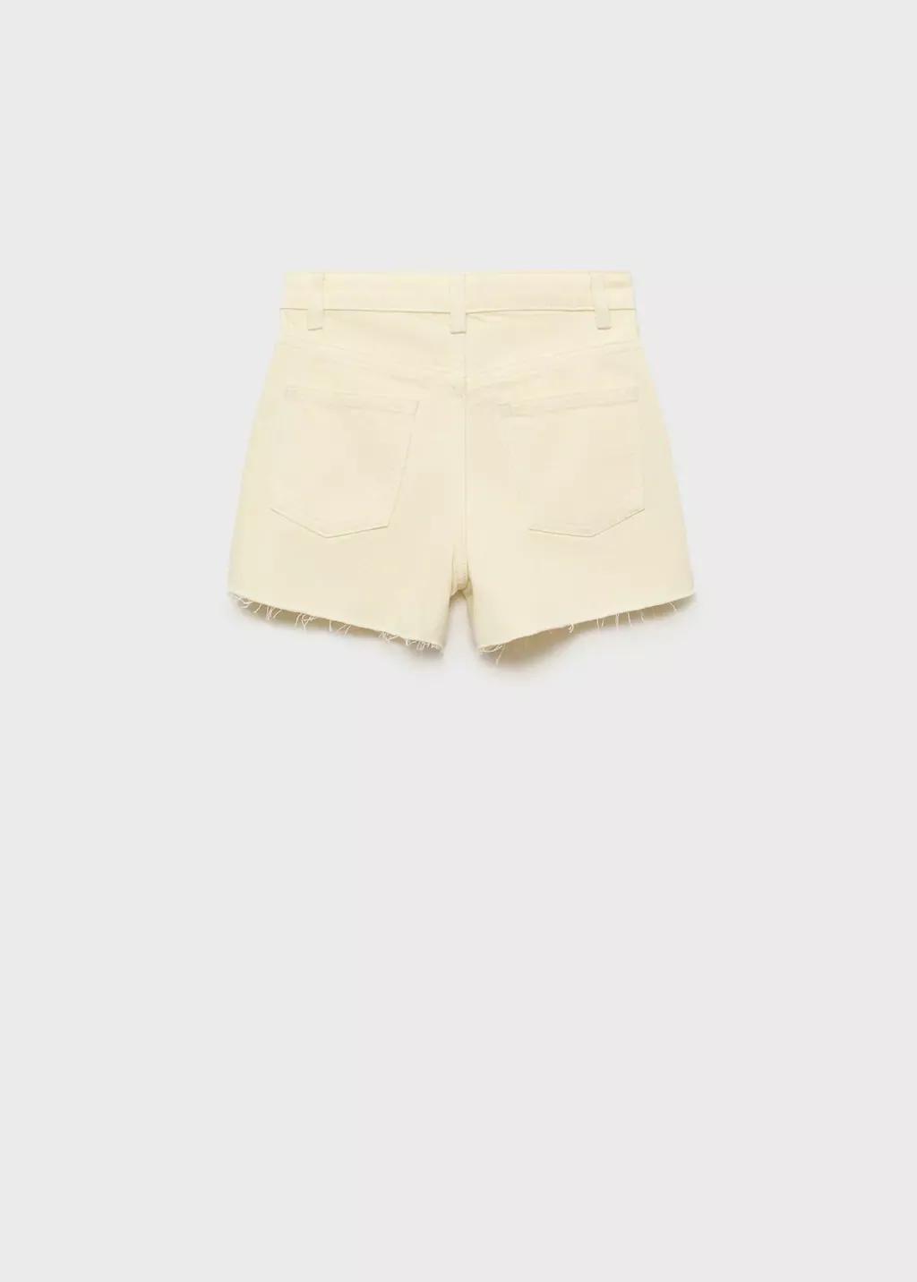Yellow Straight Shorts With Frayed Hem, Kids Girl, , large image number 3