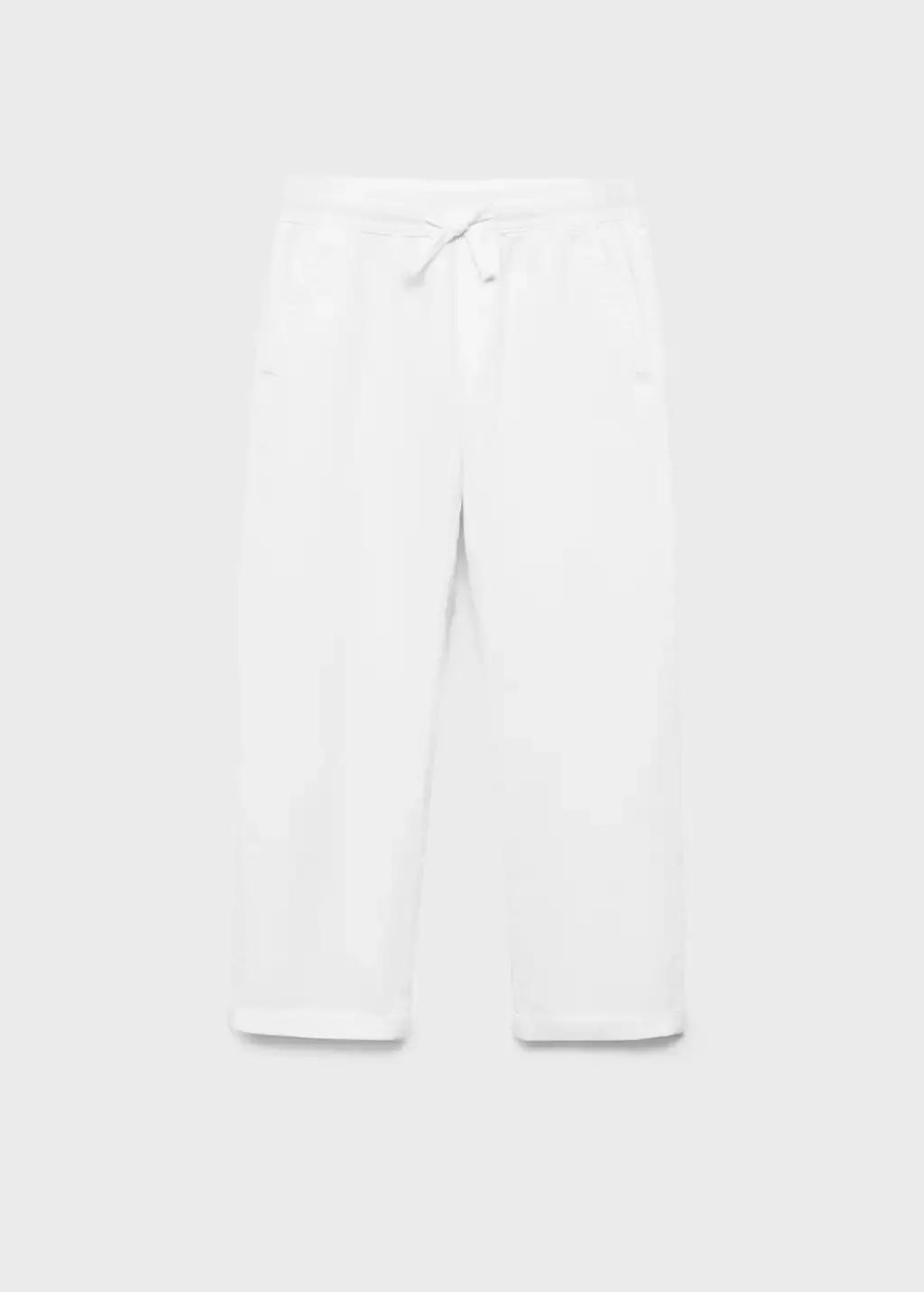 WHITE Linen-blend elastic waist trousers, Kids Boy, , large image number 0