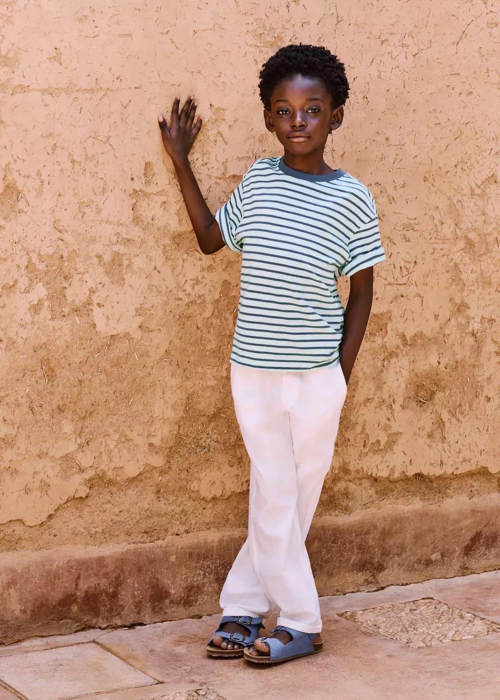 WHITE Linen-blend elastic waist trousers, Kids Boy, , large image number 3