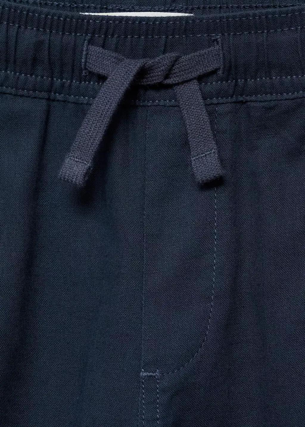Navy Linen-Blend Elastic Waist Trousers, Kids Boy, , large image number 1