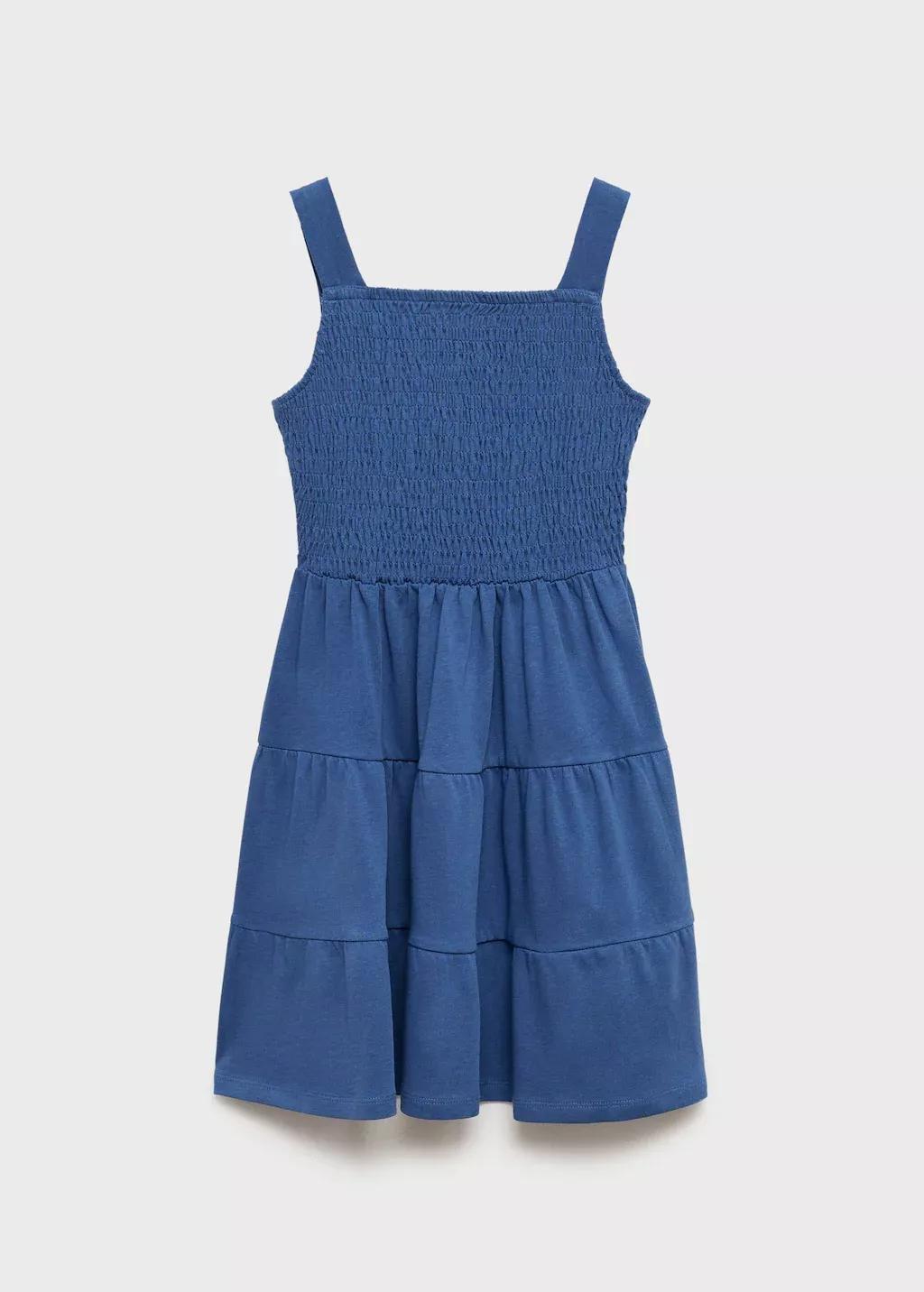 Blue Cotton Honeycomb Dress, Kids Girl, , large image number 3