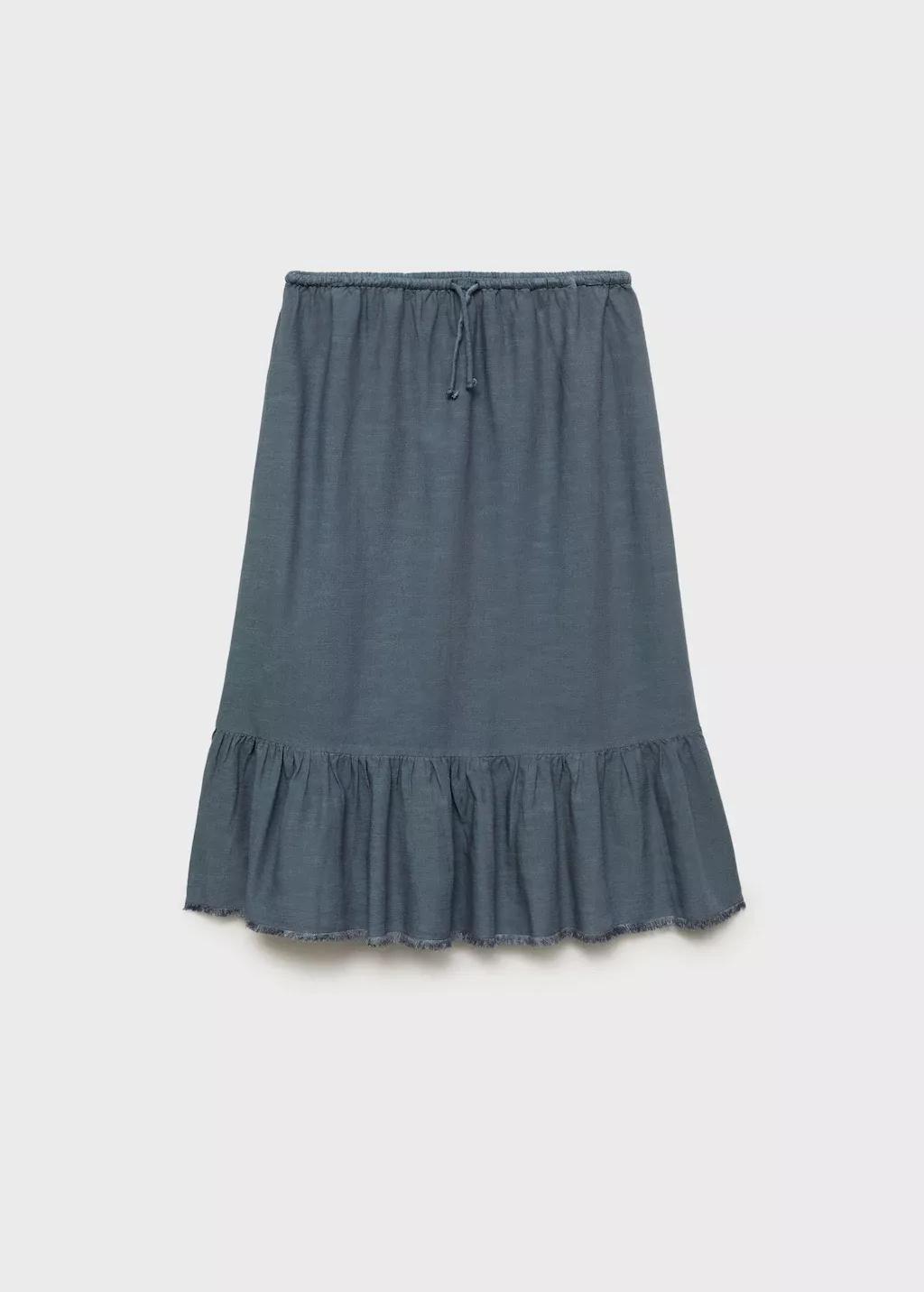 Blue Ruffled Long Skirt, Kids Girl, , medium