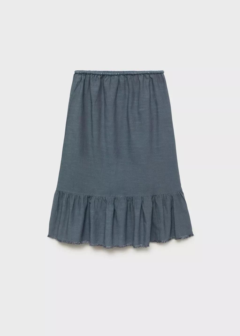 Blue Ruffled Long Skirt, Kids Girl, , large image number 1