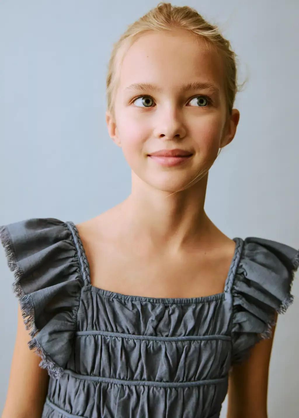 Blue Ruffled Long Skirt, Kids Girl, , large image number 3