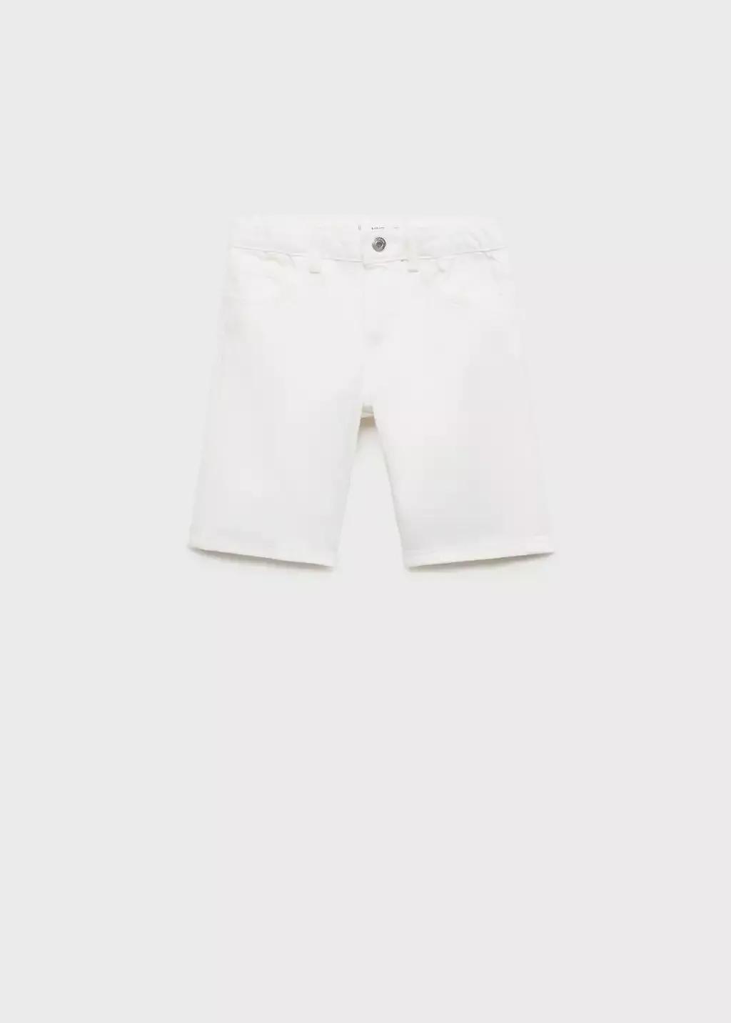 WHITE Denim Bermuda shorts, Kids Boy, , large image number 0