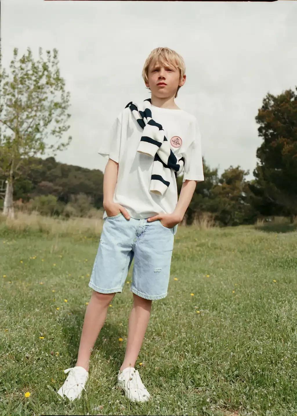 Blue Denim Bermuda Shorts, Kids Boy, , large image number 3