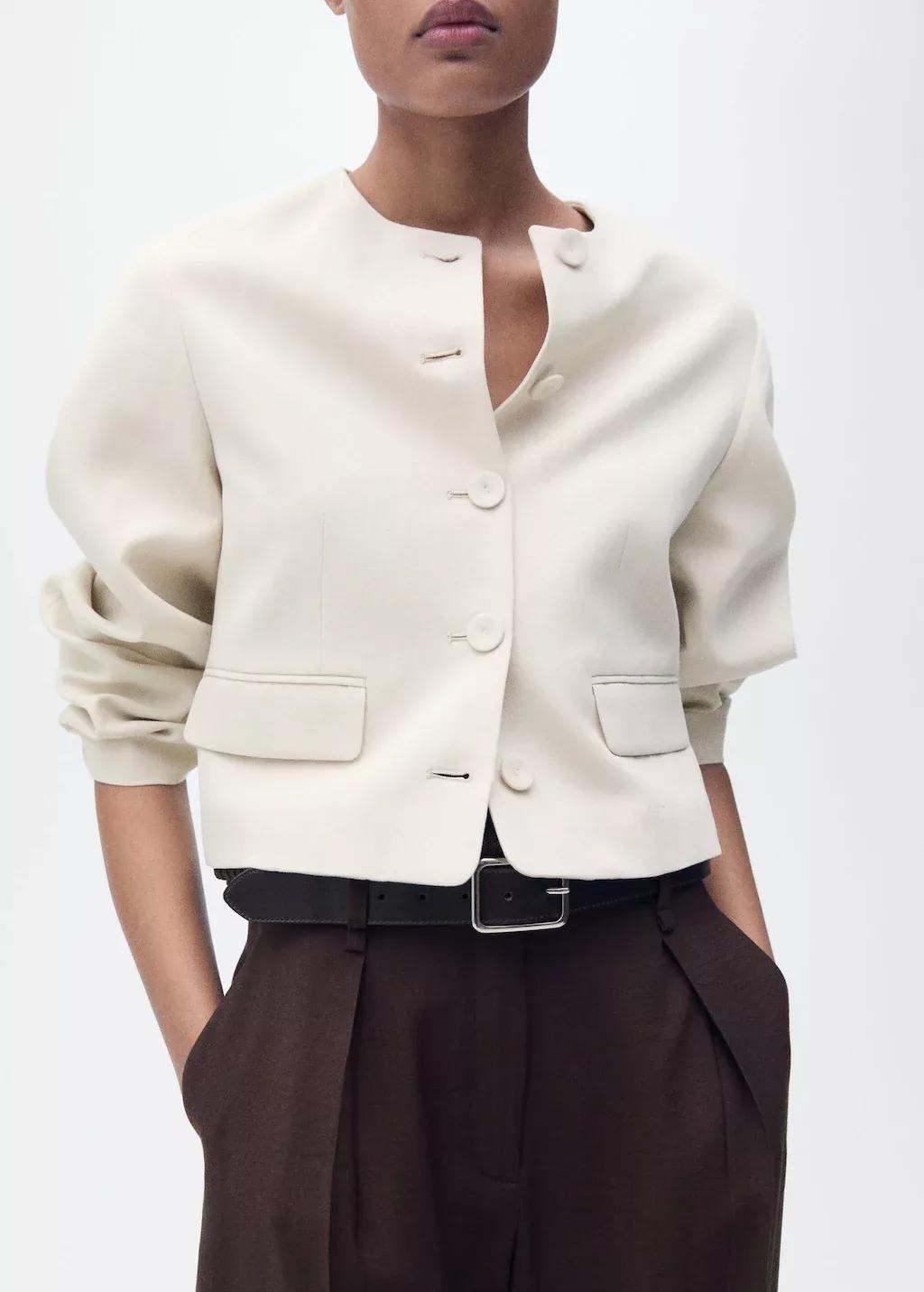 Grey Lt Pastel Linen-Blend Jacket With Buttons, , large image number 2