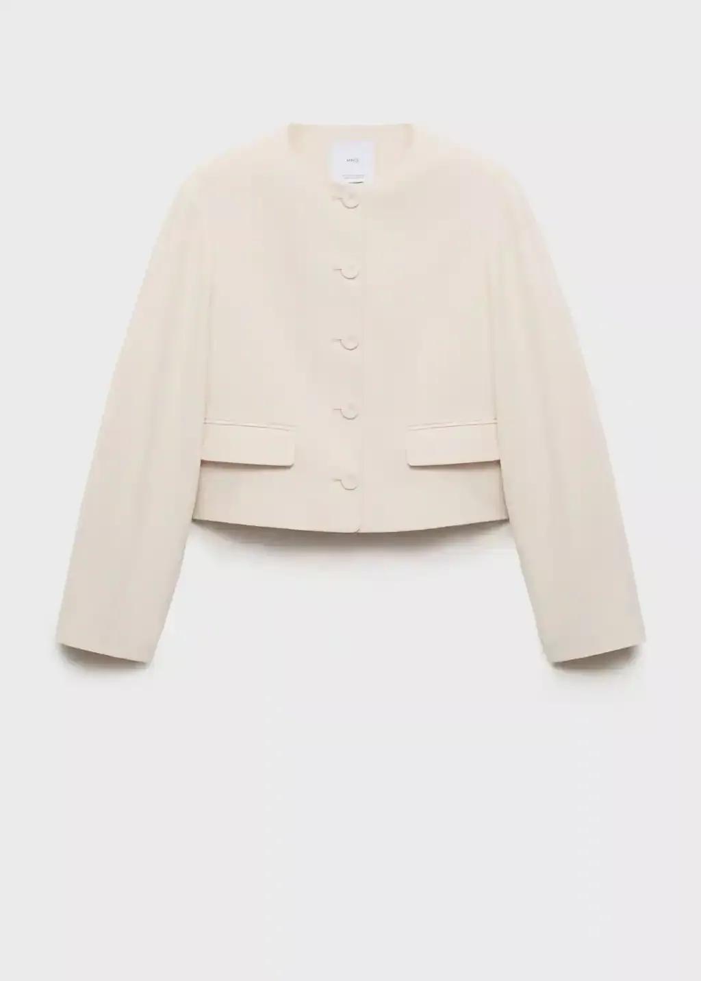 Grey Lt Pastel Linen-Blend Jacket With Buttons, , large image number 3