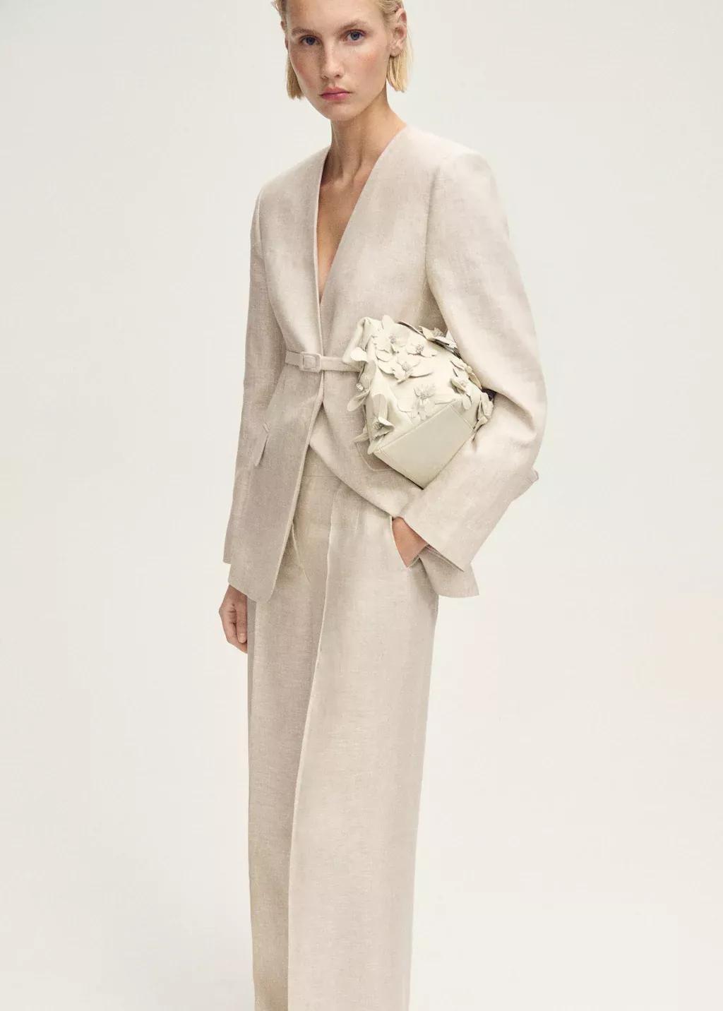 Grey Lt Pastel Linen Suit Trousers, , large image number 1
