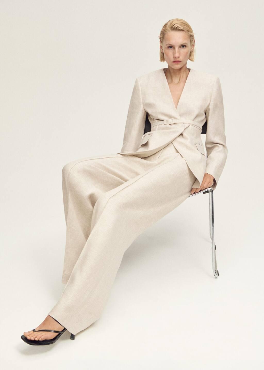 Grey Lt Pastel Linen Suit Trousers, , large image number 3