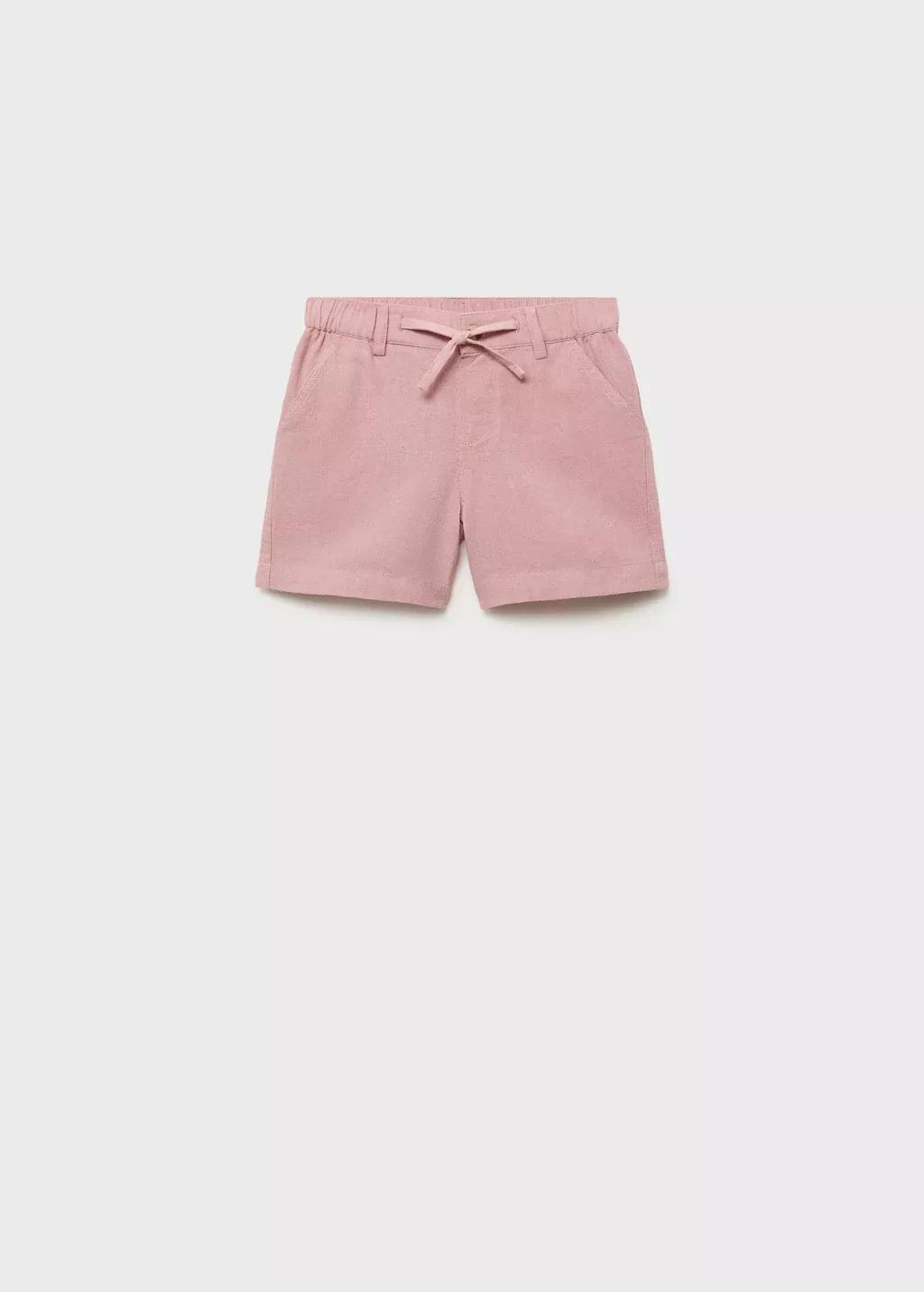 Pink Lt Pastel Linen Cotton Bermuda Shorts, Baby Boy, , large image number 0