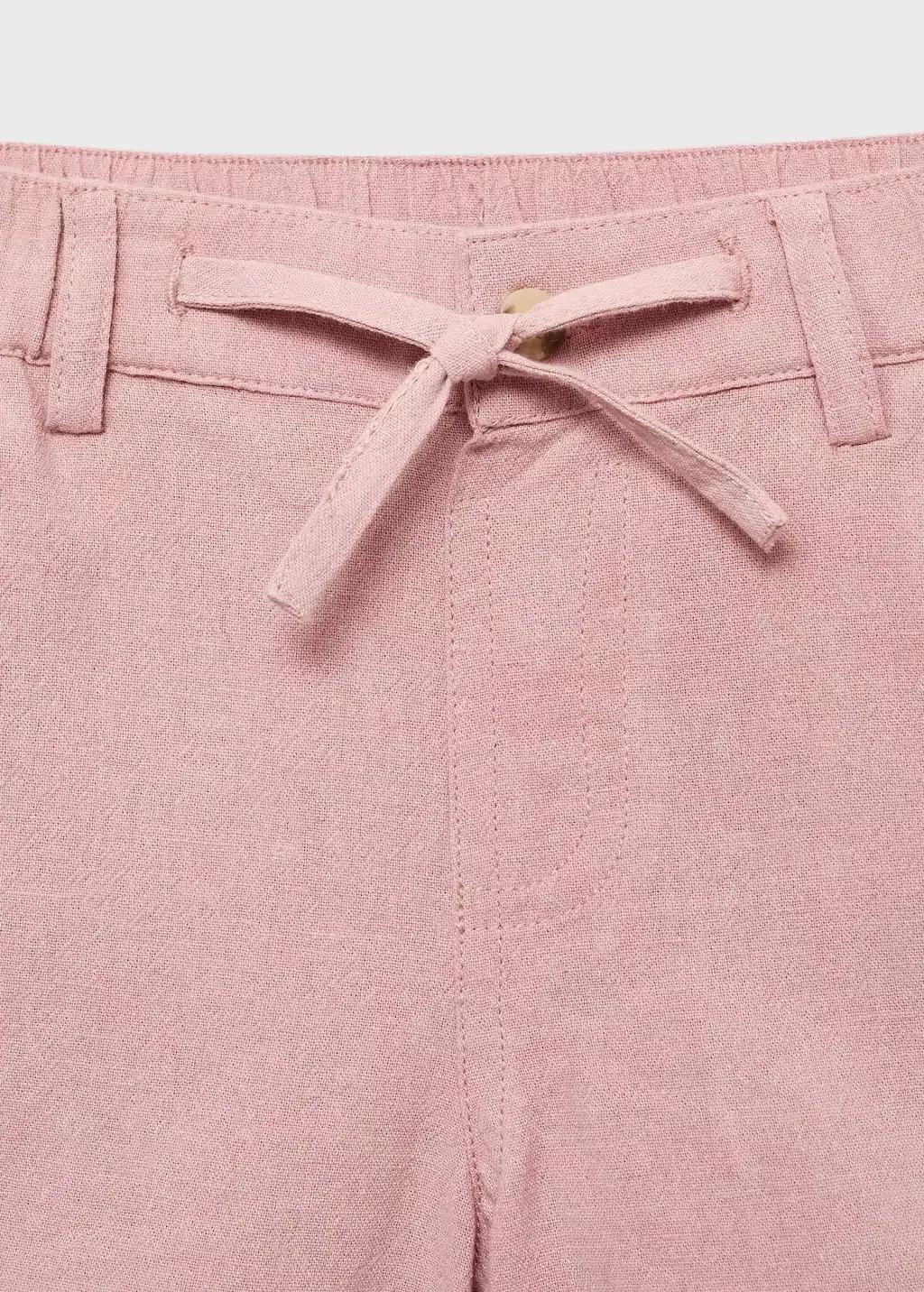 Pink Lt Pastel Linen Cotton Bermuda Shorts, Baby Boy, , large image number 2