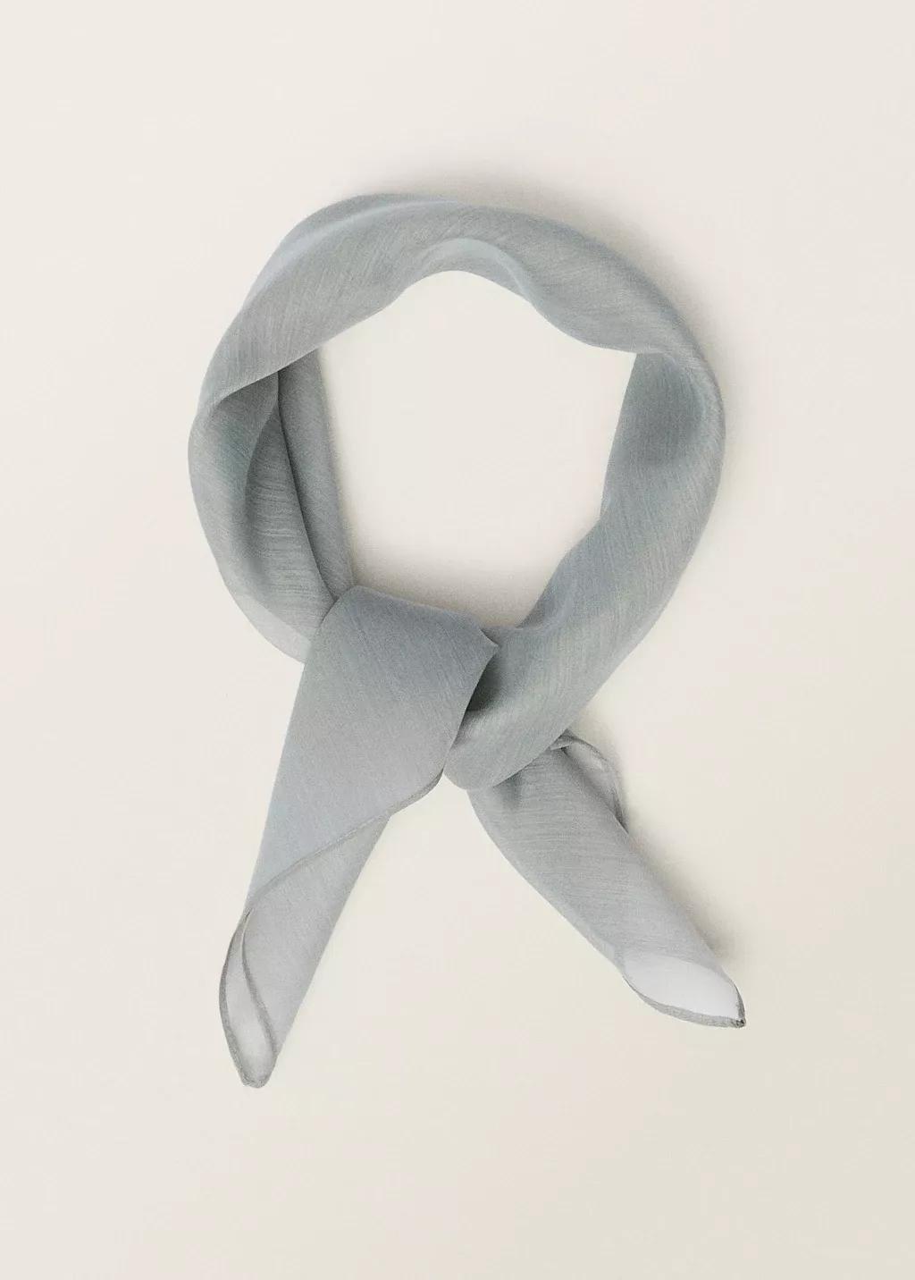 Grey Plain Chiffon Scarf, Grey, large image number 0