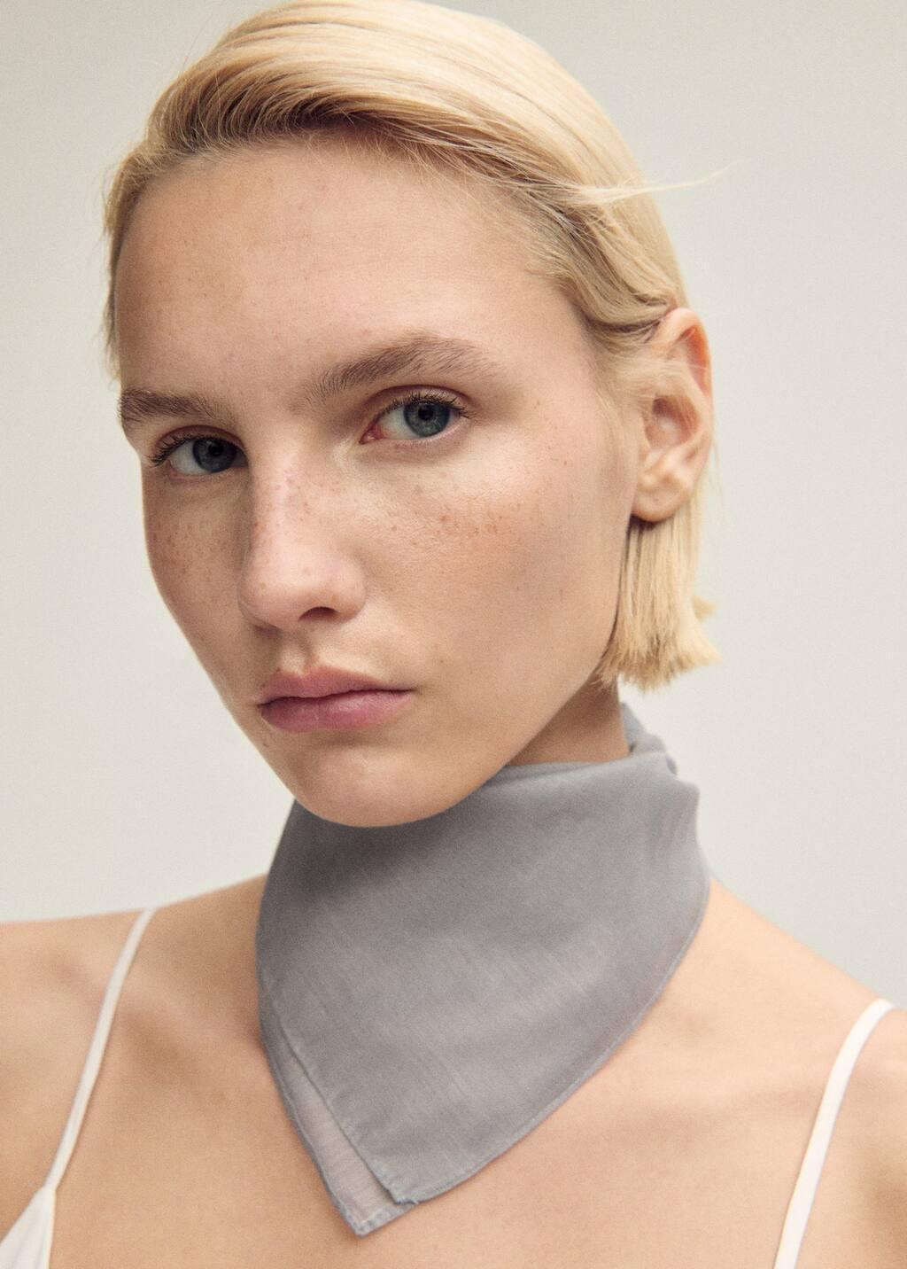 Grey Plain Chiffon Scarf, Grey, large image number 2