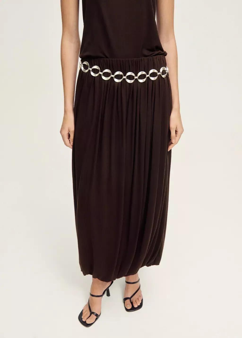 Brown Wool Blend Skirt With Puffed Hem, , large image number 0