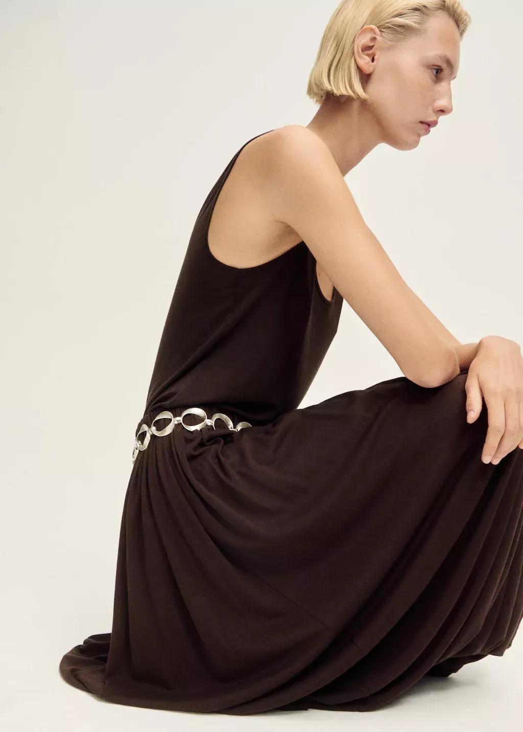 Brown Wool Blend Skirt With Puffed Hem, , large image number 1