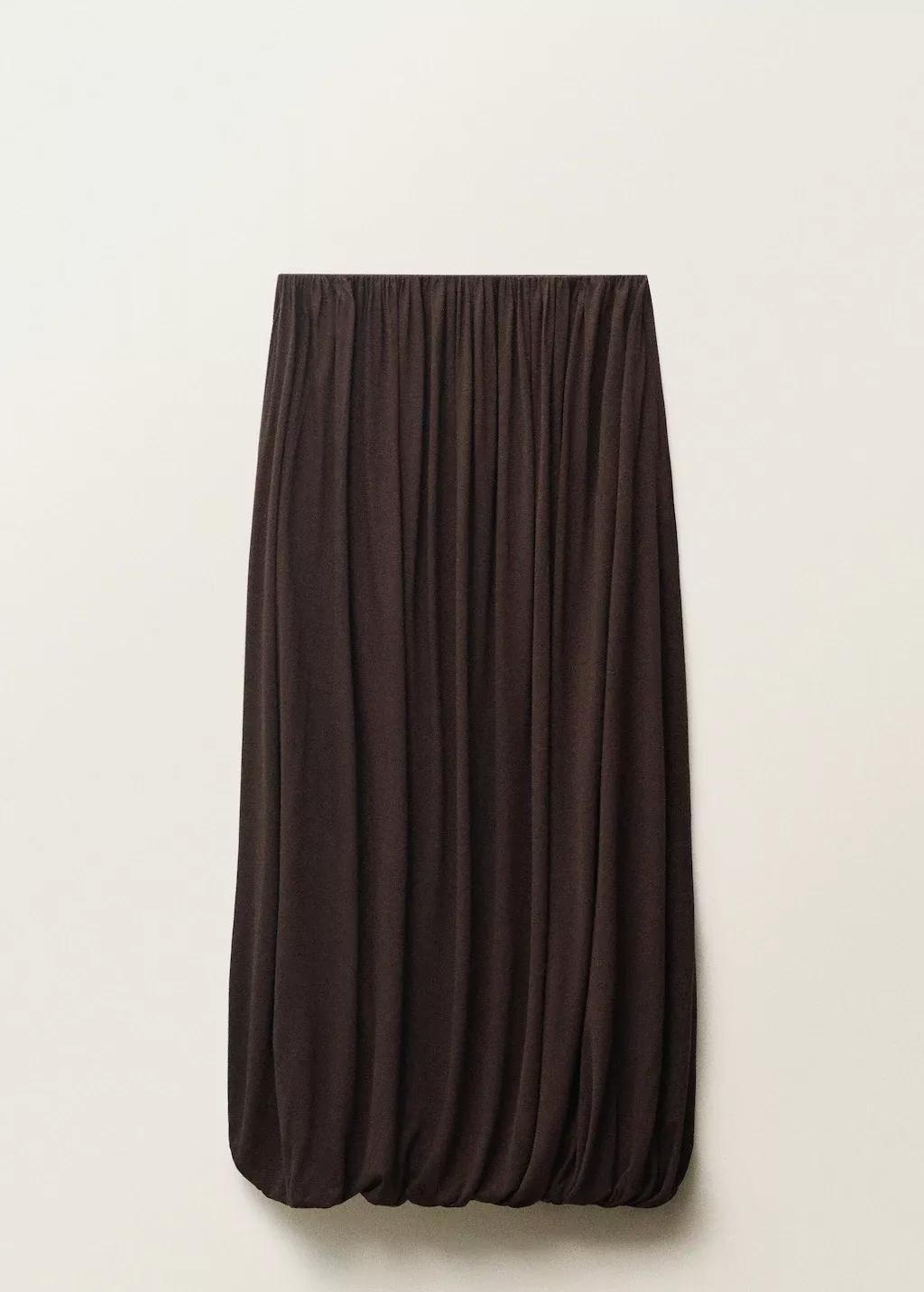 Brown Wool Blend Skirt With Puffed Hem, , large image number 3