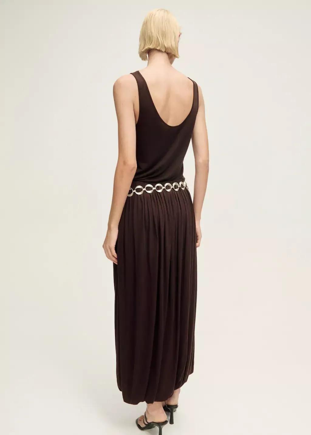 Brown Wool Blend Skirt With Puffed Hem, , large image number 4