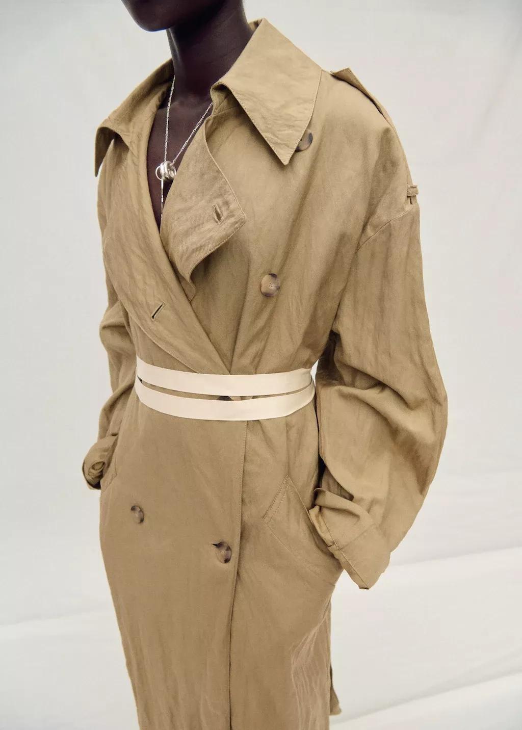 MEDIUM BROWN Oversized creased-effect trench coat, , large image number 0