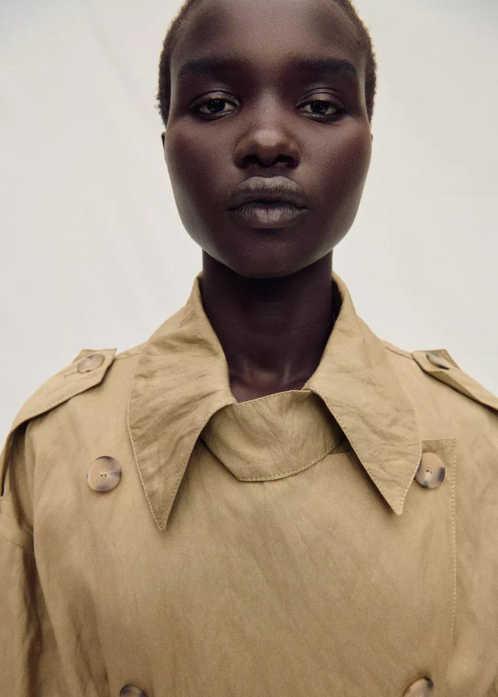 MEDIUM BROWN Oversized creased-effect trench coat, , large image number 1